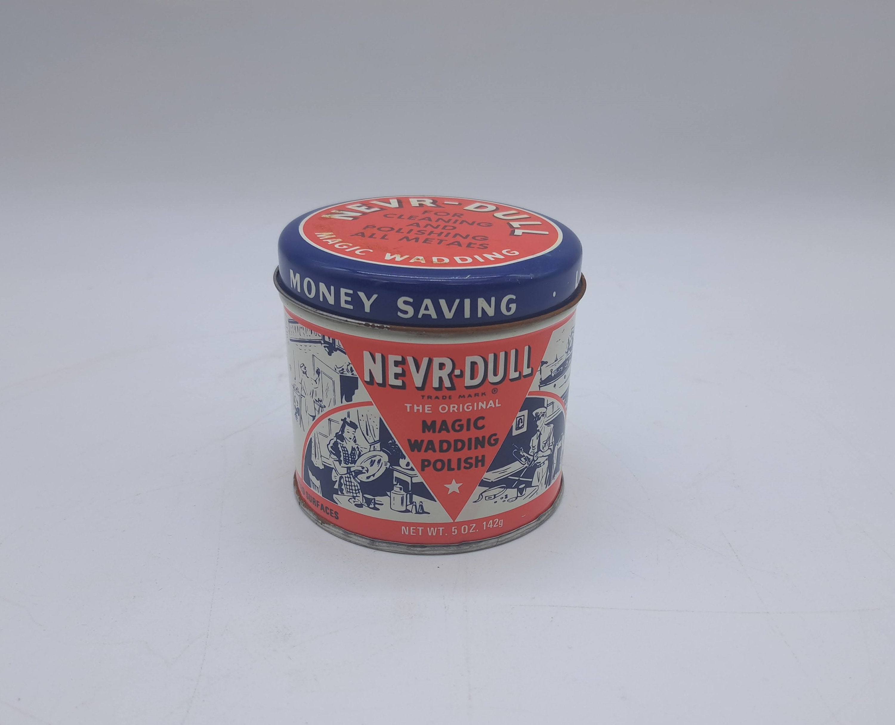 5oz Vintage Can of Nevr Dull Magic Wadding Polish by George Basch