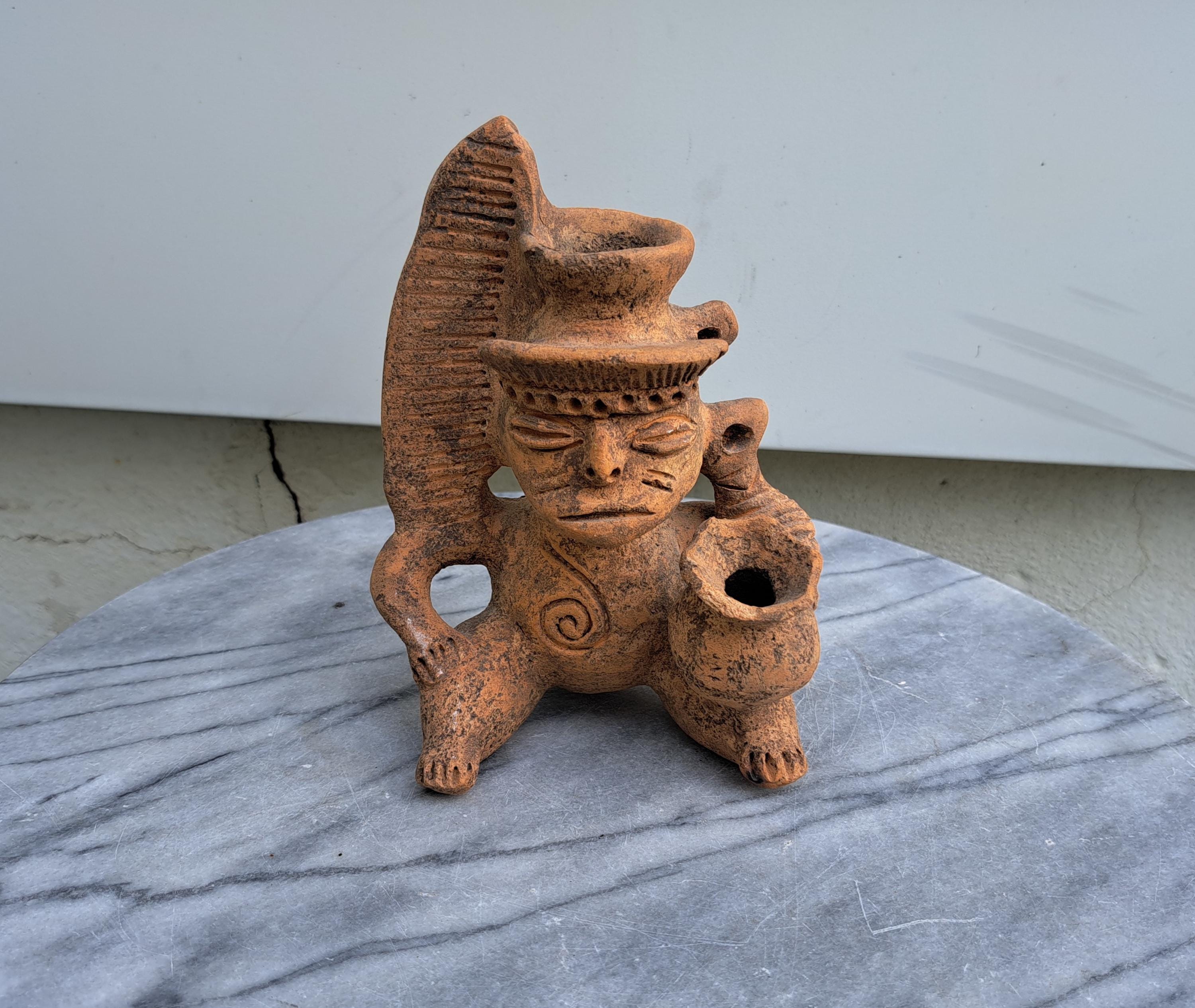 マヤ文明の陶器製タバコパイプ像 - Etsy 日本