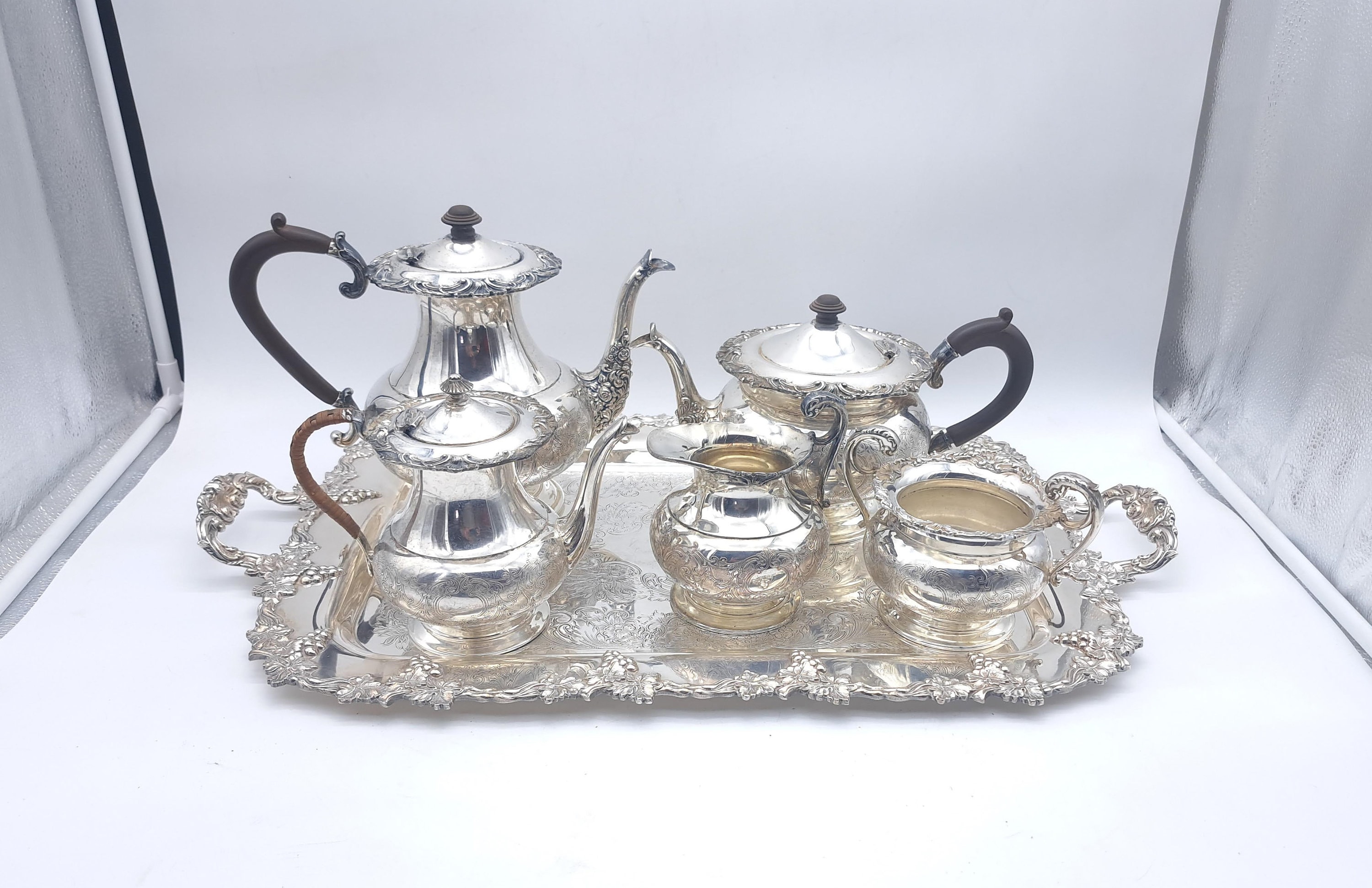 Service à thé en métal argenté, reproductions en vieil anglais - Thé, café, chocolat et plus