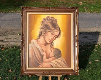 Mother & Baby Large Painting By Michel Turgeon