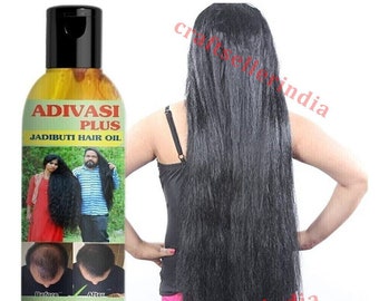 ADIVASI PLUS Haarolie 50ml Gemaakt met pure Ayurvedische kruiden en Jadibuti-kruiden voor natuurlijke snelle haargroei, stop haarval voor mannen en vrouwen