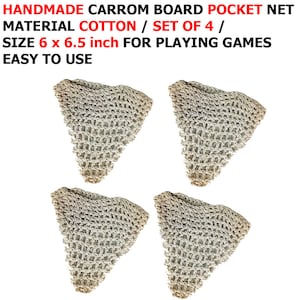 Handmade Cotton Carrom Board Pocket Net - Set of 4 (6 X 6.5 Inch)