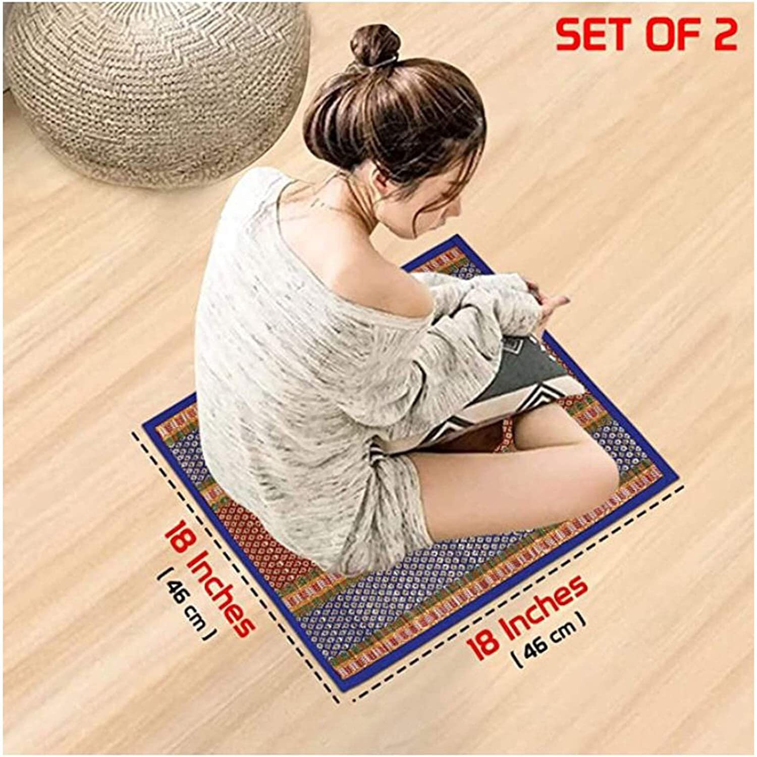 Hand Made Kusha Grass Aasan, Set of 2 Piecespooja Mat Yoga Handwoven Meditation Mat Made With