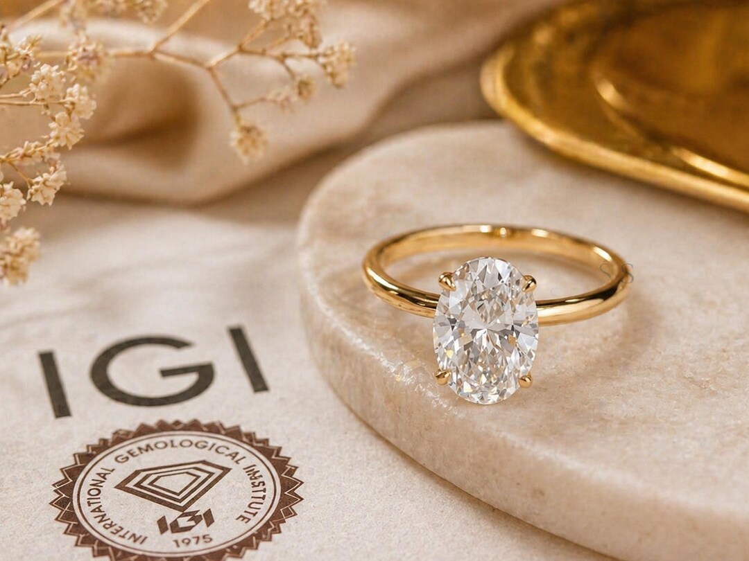 Oval Cut Lab Grown Diamond Engagement Ring – IGI Certified Solitaire (1 ...