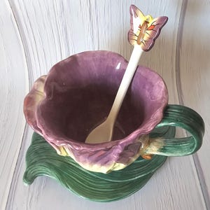 Purple Tulip Teacup Gift Set with Secret Affirmation, Tea, Treat