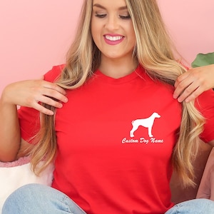 Rhodesian Ridgeback Dog T-Shirt, Personalized Dog Name Shirt, Custom Tee for Dog Mama, Dog in Pocket Shirt, Mom Present, A275