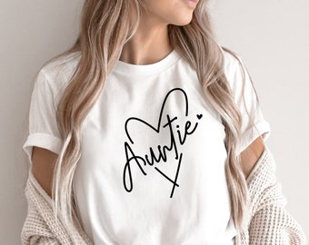 Auntie T-shirt, Auntie Shirt, Gift for Aunt, Auntie Heart Tshirt, Cool Aunt T-shirt, New Aunt Shirt, Aunt T-Shirt, E104