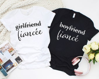 Fiance Fiancee Matching Engagement Shirts, Husband Wife Shirts, Honeymooon Bride Tee, Future Husband, Engagement Wddding Gift for Couples.