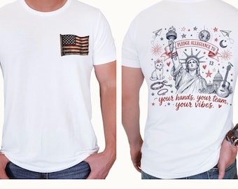 Patriotic USA Shirt, American Flag Pocket Tee, Fourth of July Shirt, USA Back Print Shirt, Independence Day Tee, Patriotic Gift