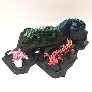 Articulated Dragon Figure with Display Case – 14.5” 3D Printed Collectible Toy | Elemental Dragon Series Fantasy Gift