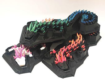 Articulated Dragon Figure with Display Case – 14.5” 3D Printed Collectible Toy | Elemental Dragon Series Fantasy Gift