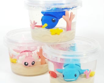 Slime Habitat Kit – 3D-geprint dier in onderwaterscène – Zintuiglijk spelcadeau voor kinderen