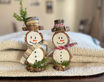 Snowman wood slices