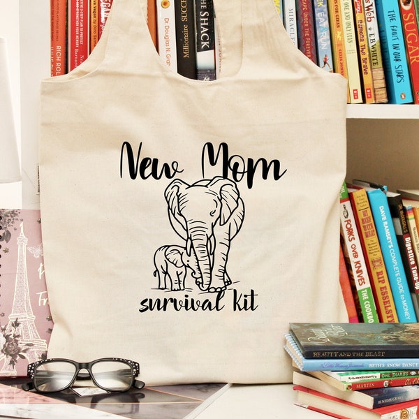 New Mom Survival Kit Bag- New Mom Gift- New Mom Kit- Happy Blue Marble- Baby Shower Gift- Best Gift for New Mom- Diaper Bag- Elephant Bag