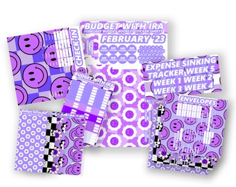 Perfect Purple Sticker Kit |  To Fit A5 Budget Planner | Paycheck Bill Tracker, Calendar, Check-In! | Budget with Ira