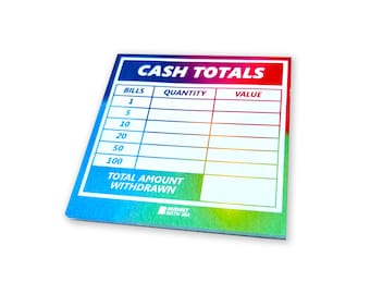 Cash Totals Slip | 25 Sheet Notepad for bank tellers and cash withdrawal | Denominations | Budget with Ira