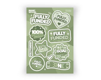 Fully Funded Reusable Stickers | A6 Savings Challenge Sticker Sheet | Cash Stuffing & Sinking Fund Budget Stickers
