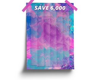 Save 6,000 Savings Challenge | A2 Poster & Cash Envelope | Budget with Ira