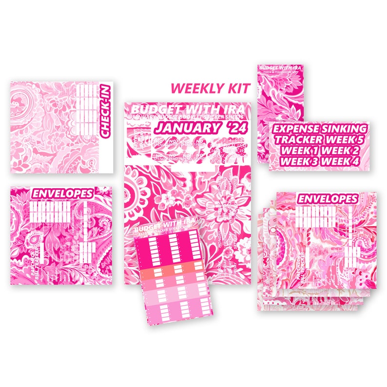 Roze Paisley-stickerset Passend bij A5 Budgetplanner Paycheck Bill Tracker, kalender, inchecken Begroting met Ira afbeelding 4