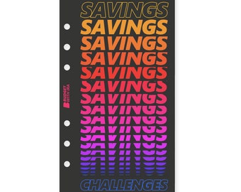 Tableau de bord des défis de l'épargne | Feuille de titre pour Cash Binder | Budget avec Ira