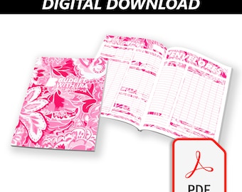 Folleto de presupuesto con estampado de cachemira rosa: Seguimiento de nóminas (Descarga digital)