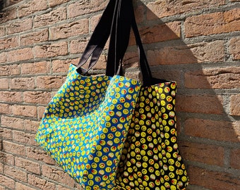 Hip double-sided bag smileys / emoticon print
