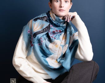 ANSARI PASHMINA | Etole Cachemire Bleu Pétrole - 70x190cm