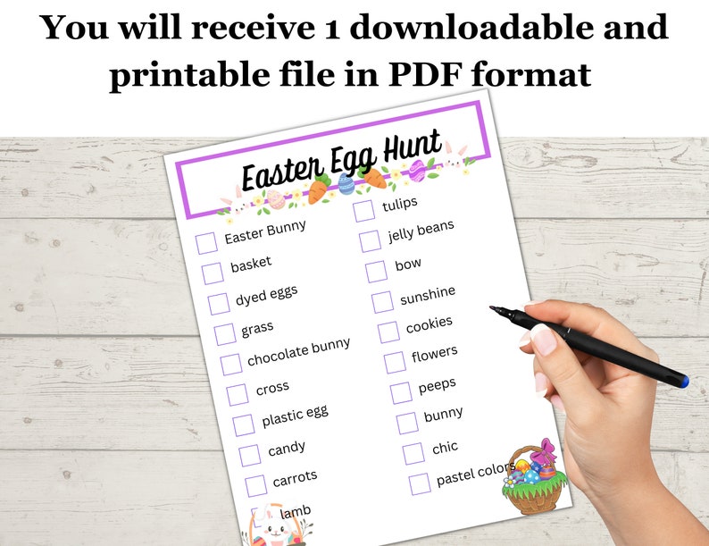 Printable Easter PDF Scavenger Hunt Downloadable File, Easter Egg ...