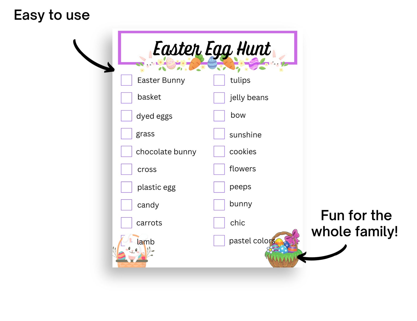 Printable Easter PDF Scavenger Hunt Downloadable File, Easter Egg