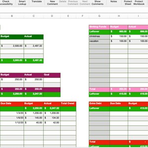 Digital Download Excel Budget for monthly budget, Dave Ramsey or Paycheck Budgeting with Formulas