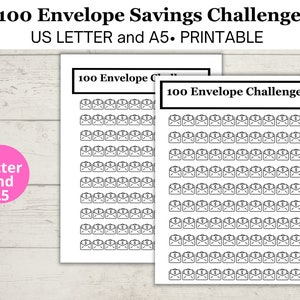 Printable 100 Envelope Savings Challenge Downloadable worksheet, Savings Challenge, 100 envelope daily challenge save money every day
