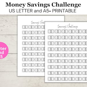 Printable Money Savings Challenge Downloadable worksheet, Savings Challenge, Money challenge save money