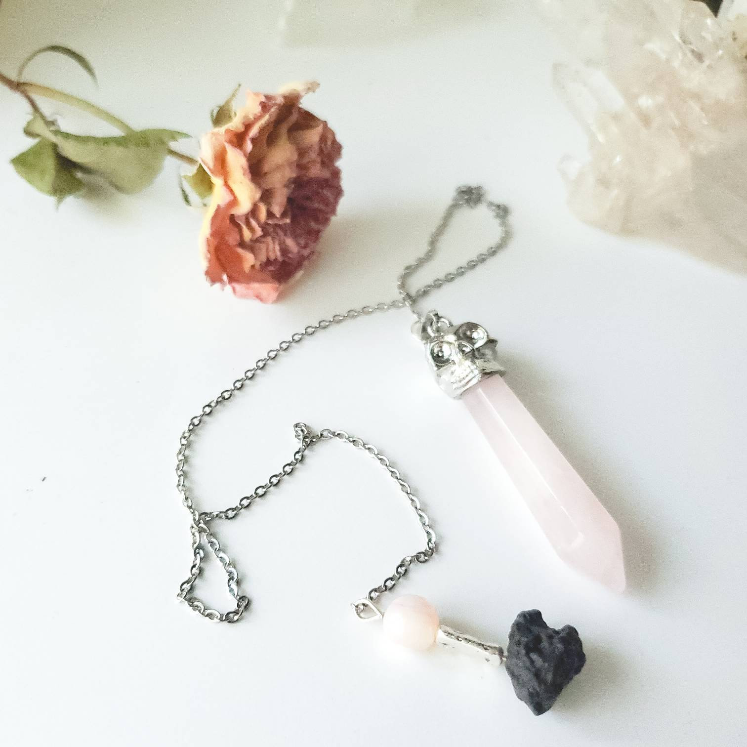 Rose Quartz Stone Pendulum Healing Gemstone Pendant | Etsy
