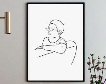 Male Line Art, Fashion, Male Portrait, Minimal, Modern, Wall Art, Digital Download