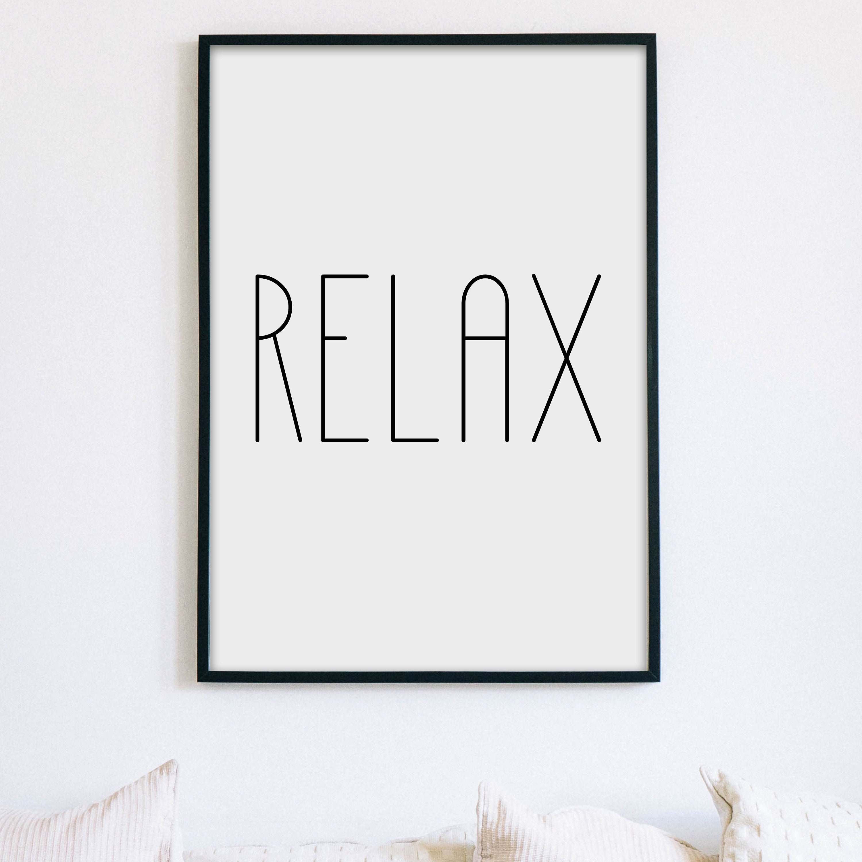 Relax Black and White Print Modern Typography Decor | Etsy