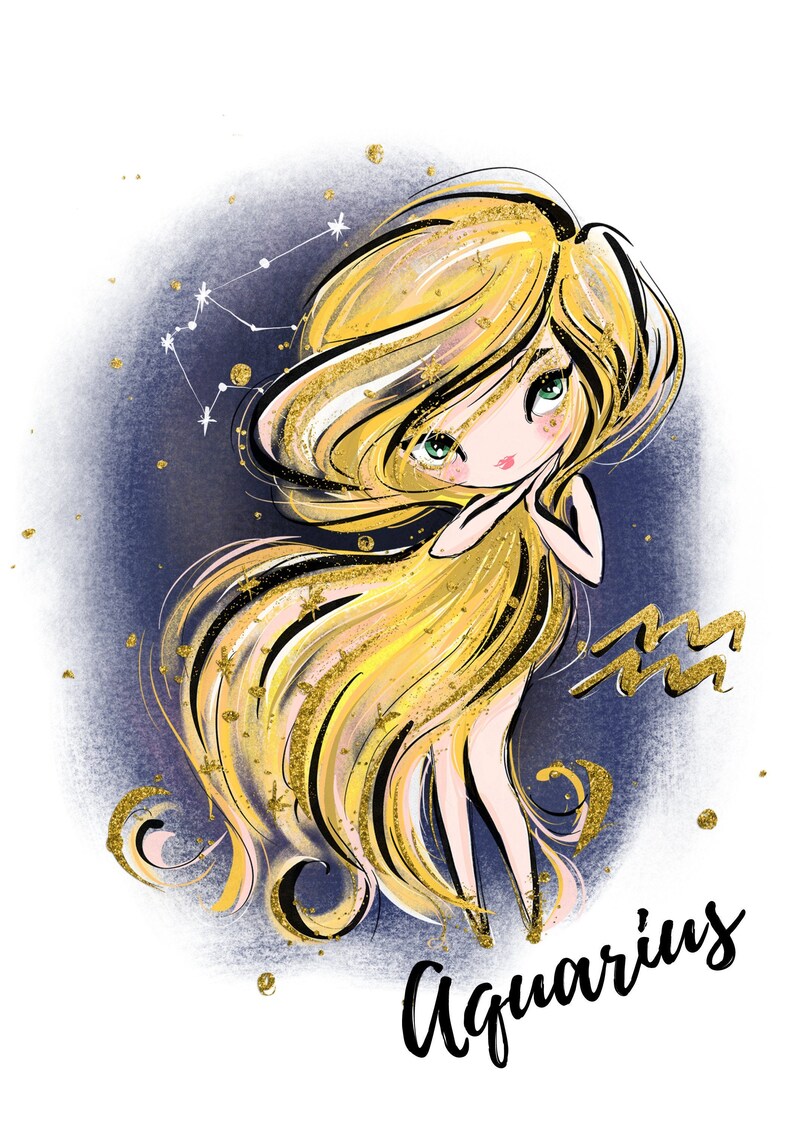 Aquarius gift zodiac print best friend gift star sign Etsy