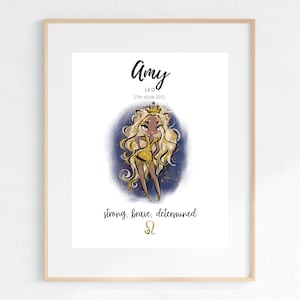 Personalized Leo Zodiac Constellation Print: Custom Star Sign Wall Art (Digital Download A4 Size)
