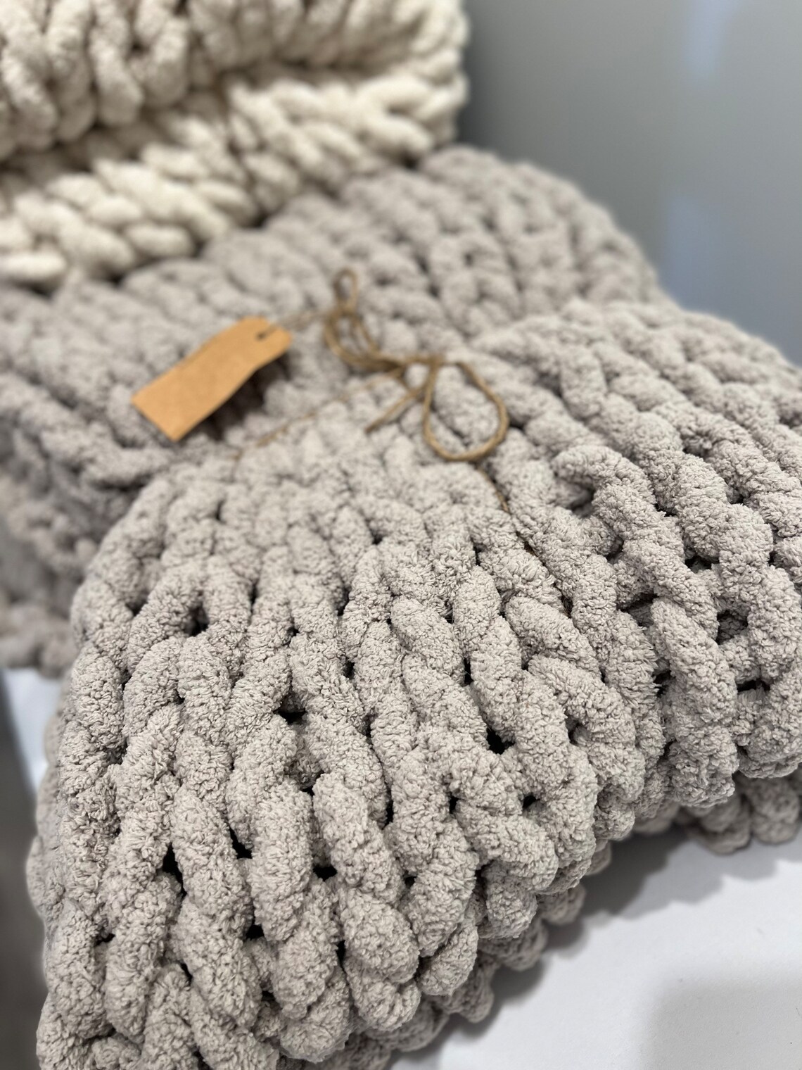 Quilted large heavy hand-woven cotton blanket.