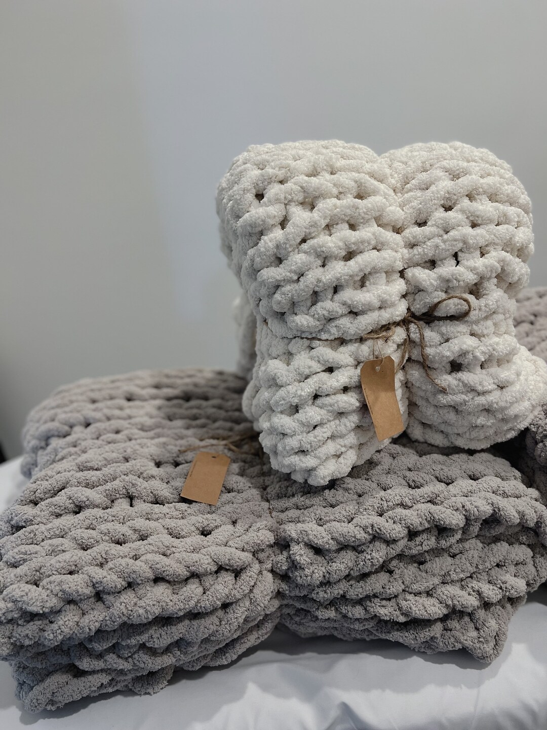 Small Hand Knitted Chunky Blanket Etsy