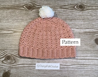 Cross Hatch Hat Crochet Pattern, Easy Beanie for Women and Men
