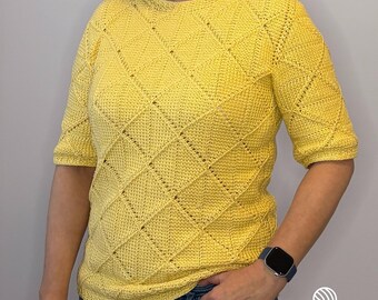 Diamond Tunisian Pullover Crochet Pattern, Stylish Women's Sweater