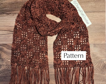 Window Block Scarf Crochet Pattern, Easy Checkerboard Scarf Instructions