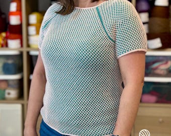 Duotone Tunisian Raglan Crochet Pattern, Two-Color Women's Sweater