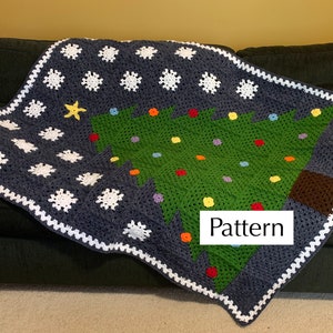 Christmas Tree Afghan Crochet Pattern, Holiday Blanket Instructions