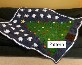 Christmas Tree Afghan Crochet Pattern, Holiday Blanket Instructions