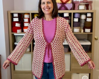 Xscapade Cardigan Crochet Pattern, Lacy Cover Up
