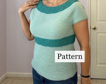 Empire Waves Top Crochet Pattern, Stylish Women's Short-Sleeved Shirt