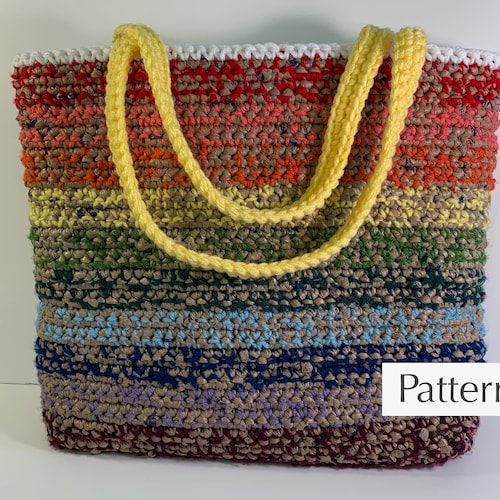 How to Make a Tote Bag Out of Plastic Grocery Bags and Yarn Etsy
