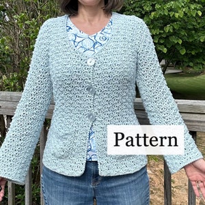 Mayflower Cardigan Crochet Pattern, Women&#39;s Button Sweater Instructions
