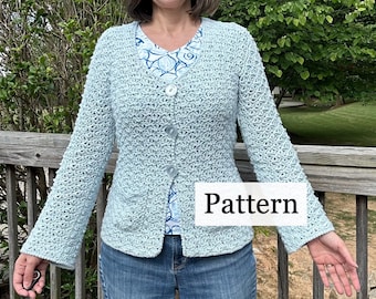 Mayflower Cardigan Crochet Pattern, Women's Button Sweater Instructions